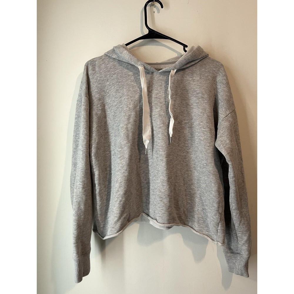 Aerie Oversized Crop Hoodie Size Small Gray Drawstring‎ Lightweight